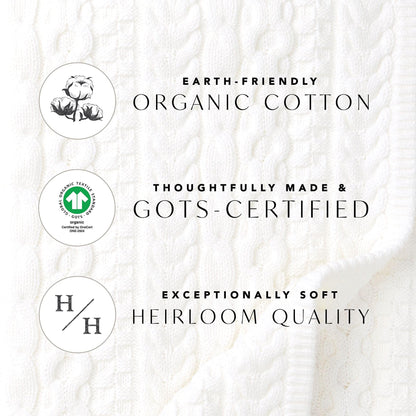 Hope & Henry Baby Organic Cable Knit Sweater Romper, 0-3 Months, Soft White