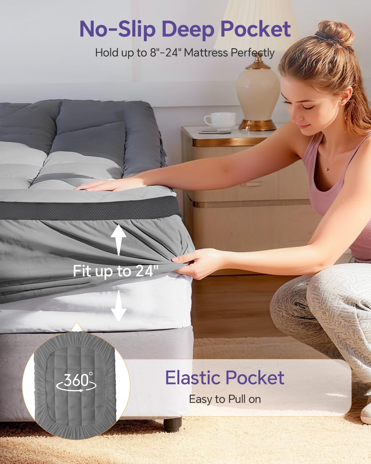 ChiXpace 4 Inch Twin Mattress Topper Dual Layer Memory Foam Mattress Topper, Soft Pillow Top Mattress Cover, Gel Foam Mattress Egg Crate Design, Twin Size Mattresses Pad (Grey)