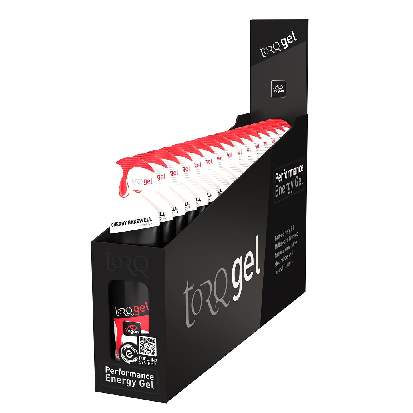 TORQ Running Gels with Electrolytes - 2:1 Maltodextrin: Fructose for Endurance Sports & Optimal Performance | Energy Gels for Running, Cycling & Marathons - 30g Carbs Per Gel | Cherry Bakewell