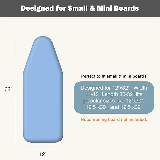 Small Ironing Board Cover and Pad 12"x32" Small Iron Board Cover