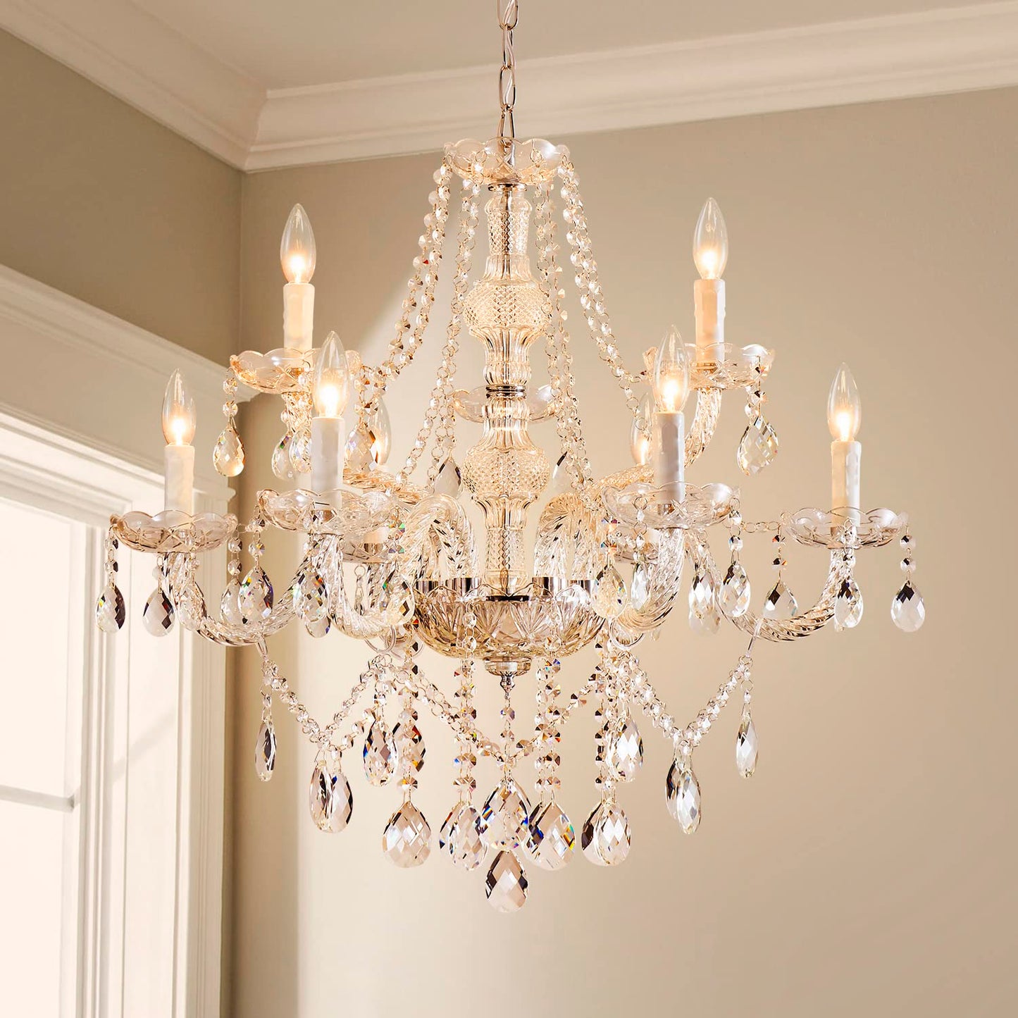 Saint Mossi 9 Light Modern Contemporary Elegant Crystal Glass Chandelier Pendant Ceiling Lighting Fixture