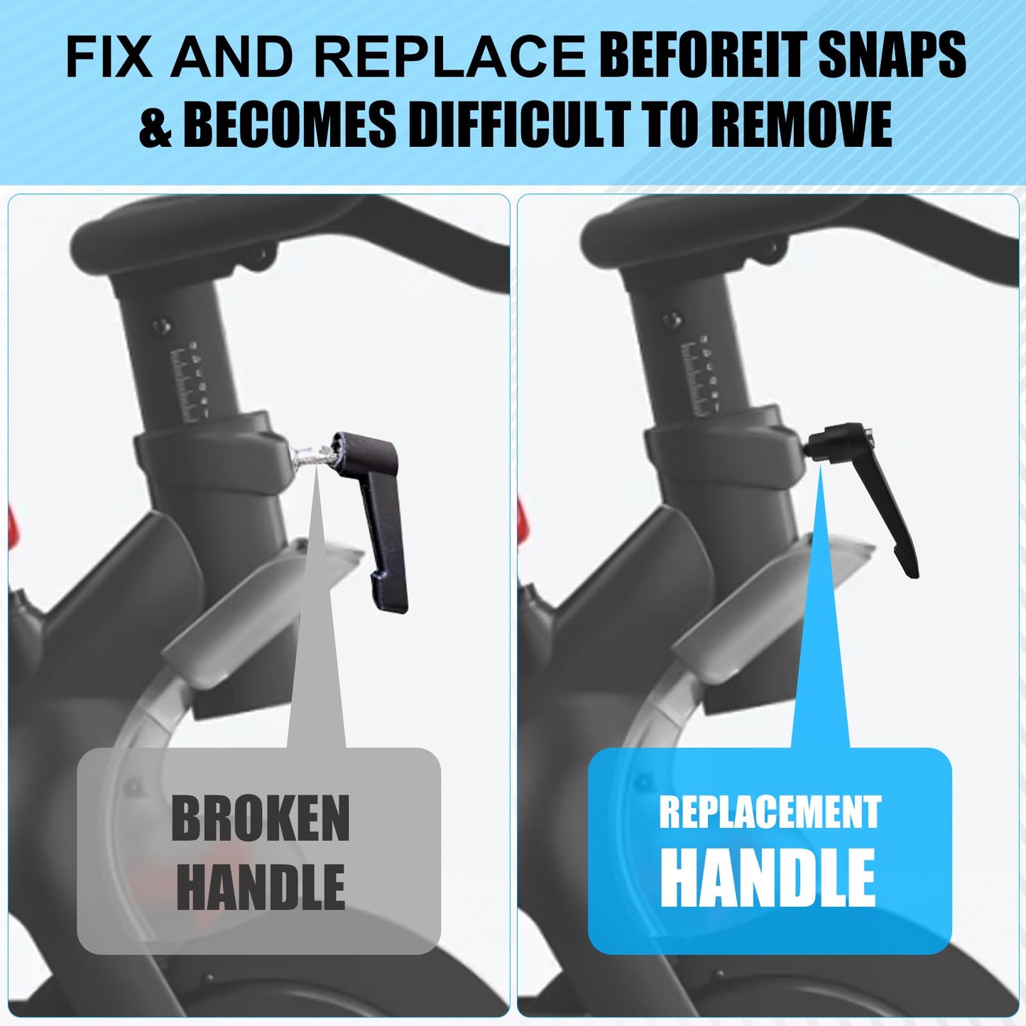 2PCS Exercise Bike Seat an Handle Height bar Adjustment Lever Compatible with Peloton Bike Replacement Parts, Adjustable Alloy L-Handle Accessories