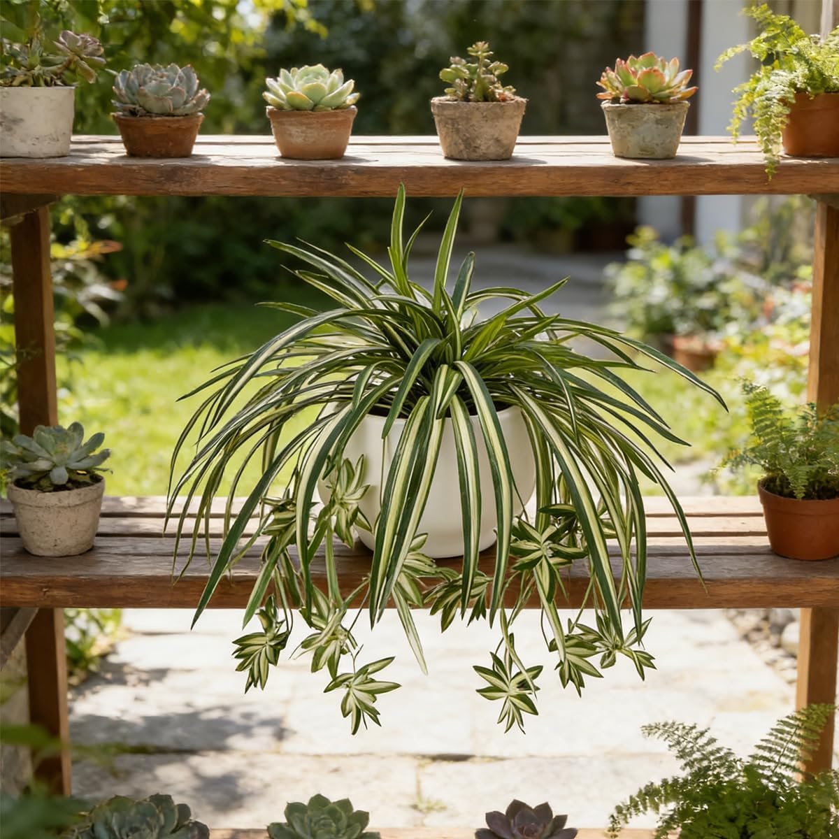 Sousi 3pcs Artificial Spider Plant Silk Faux Chlorophytum Comosum Fake Spider Hanging Plant Decor for Outdoor Indoor Home Garden Office Decoreation (23.62'')(Pot Not Included)