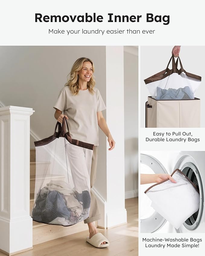 SOLEDI Laundry Hamper with Lid 130L Large & Tall Collapsible Laundry Basket