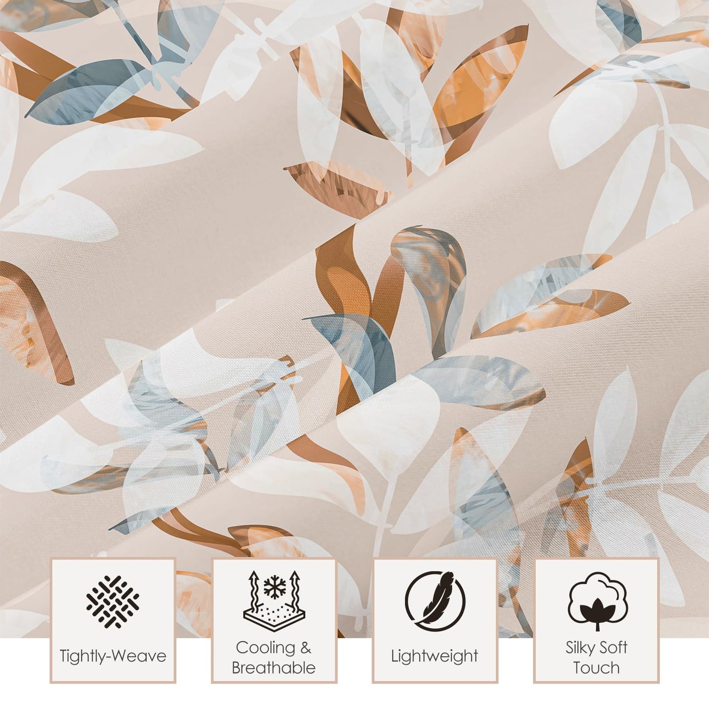 HCORA Floral Queen Sheet Set, Luxury 1800TC Hotel Quality Double Brushed Microfiber Deep Pocket Bed Sheets, Ultra Soft, Breathable and Cooling, 4PC, Queen Size