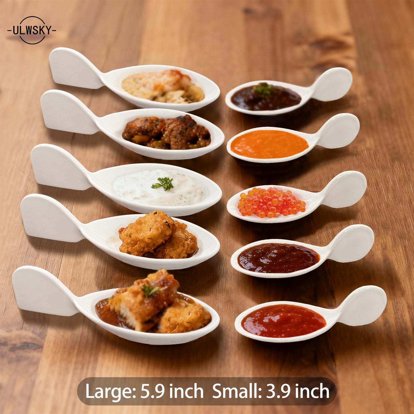10Pcs Porcelain Tasting Spoons,Fish Shaped Caviar Sample Spoons for Tasting 3.9 x 1.6 x 1.2 inches Fish Shape Appetizer Plates,Dishwasher Safety,for Restaurant,Birthday Wedding Party,Cakes,Dessert