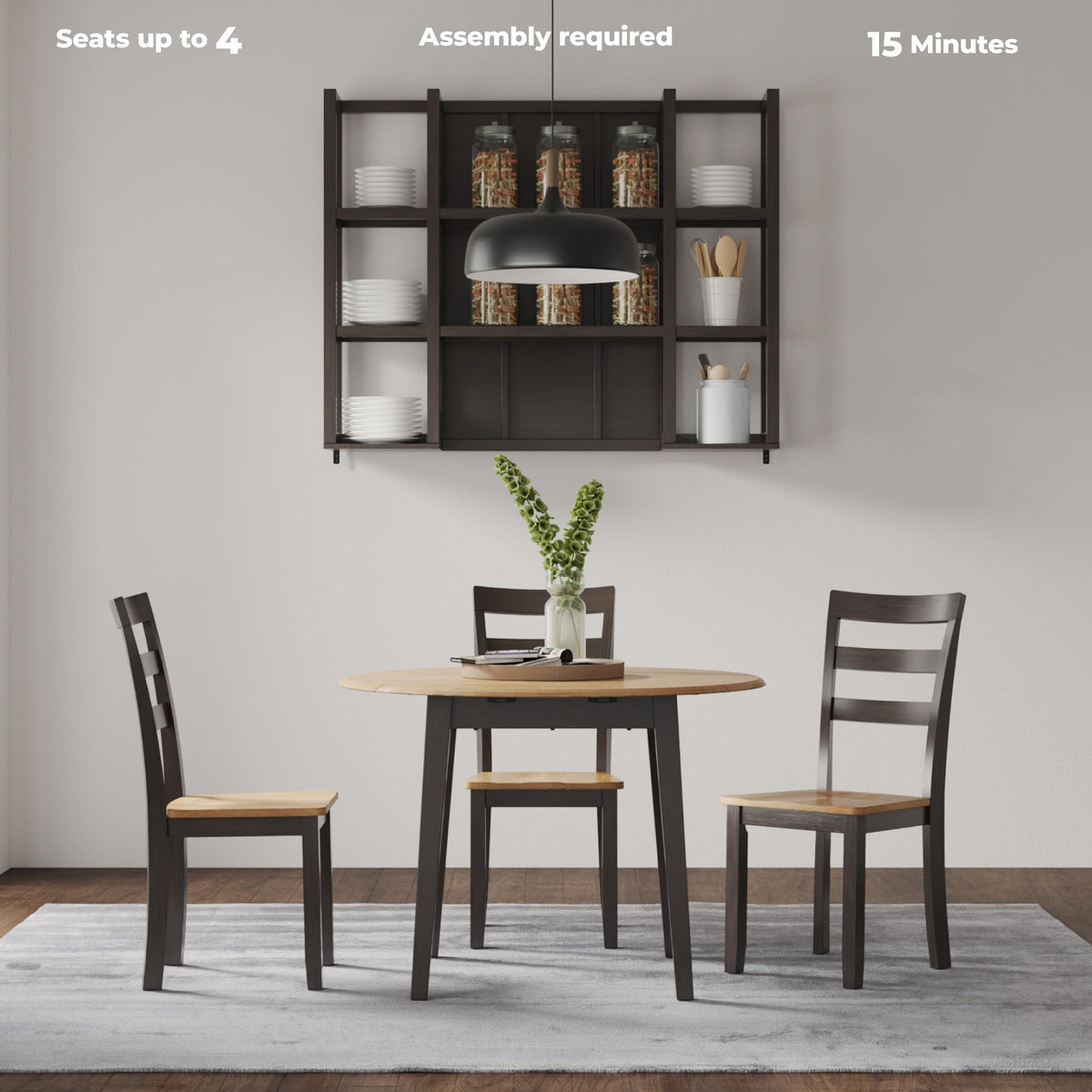 Signature Design by Ashley Gesthaven Contemporary Dining Drop Leaf Table with 4 Legs, Light Brown & Dark Brown