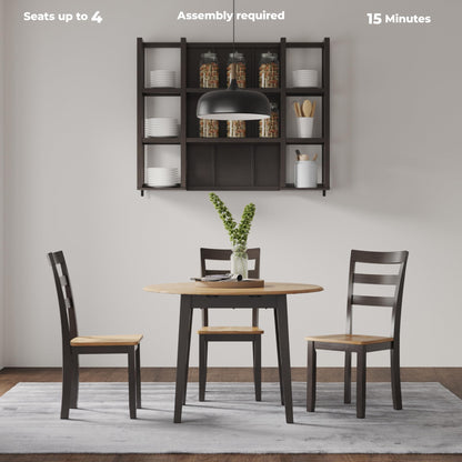 Signature Design by Ashley Gesthaven Contemporary Dining Drop Leaf Table with 4 Legs, Light Brown & Dark Brown