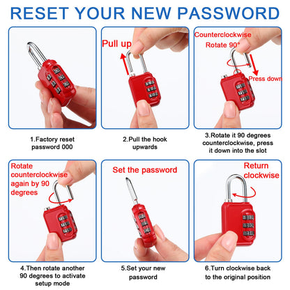 Otoolling 16 Pack Combination Lock 3 Digit Padlock Keyless Outdoor Waterproof Padlock Resettable Luggage Locks for Luggage Baggage Cabinets Gate Case Travel Gym School Fence Alloy Steel Shackle