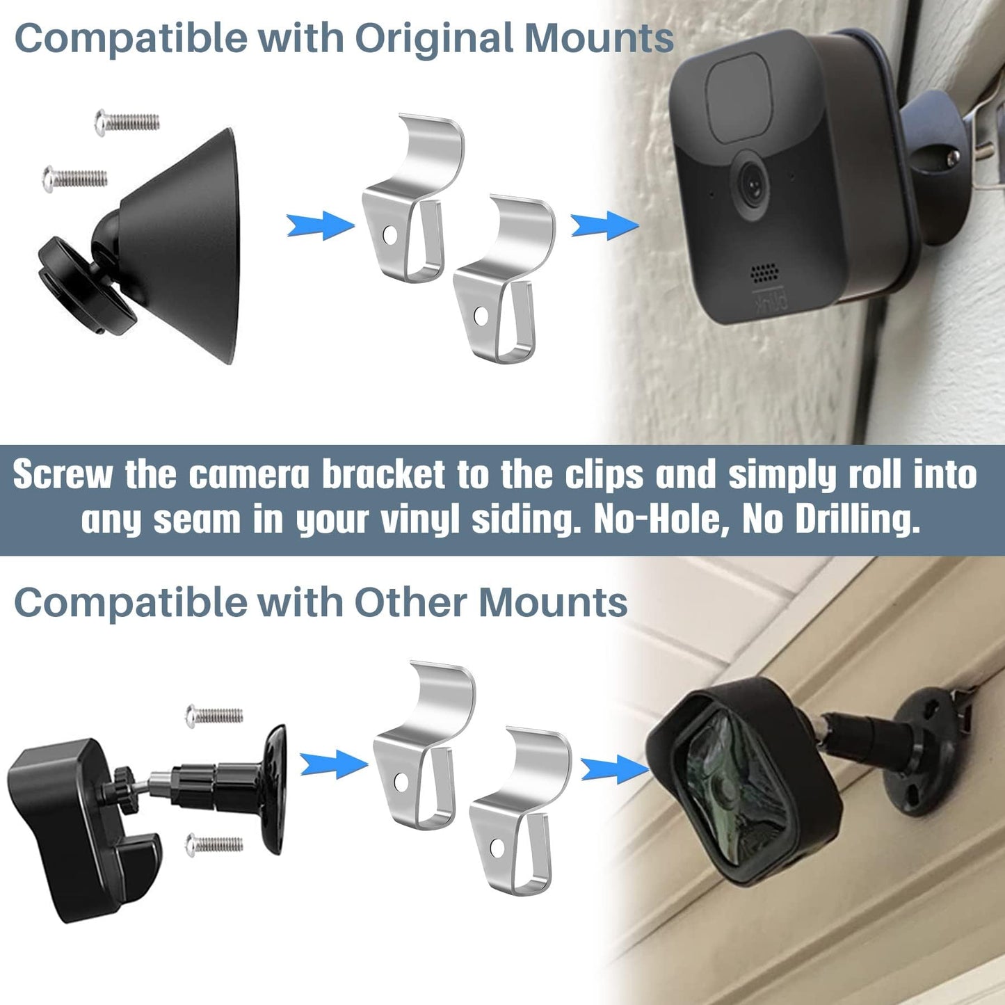 Antimbee 30-Pack Vinyl Siding Hanger, No-Hole Outdoor Camera Mount, Weatherproof 304 Stainless Steel Hooks for Blink, Arlo, Ring