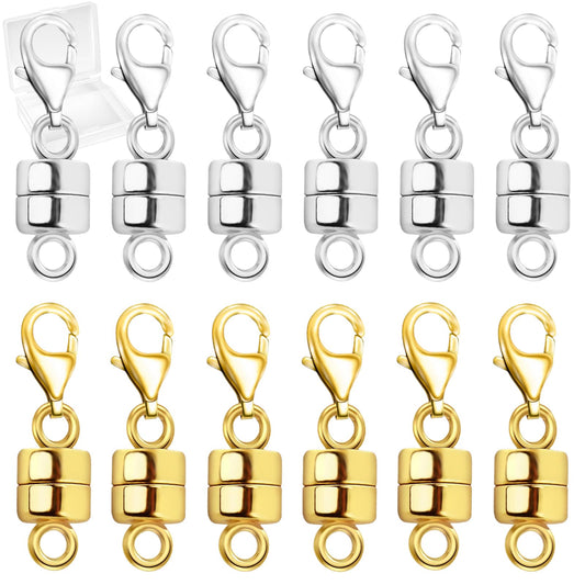 MKCYD Magnetic Necklace Clasp with Lobster Clasp,14K Gold and Silver Magnetic Jewelry Clasps for Necklace Extender Bracelet Closures