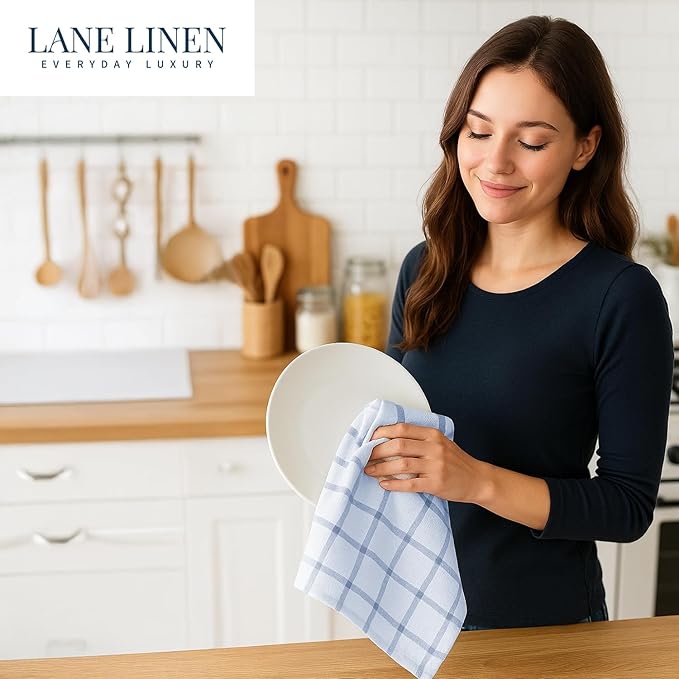 LANE LINEN Dish Towels Set of 12-18” x 28” Soft, Absorbent Cotton Kitchen Towels