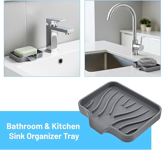 Grevosea Sponge Holder for Kitchen Sink, Silicone Dish Sponge Holder
