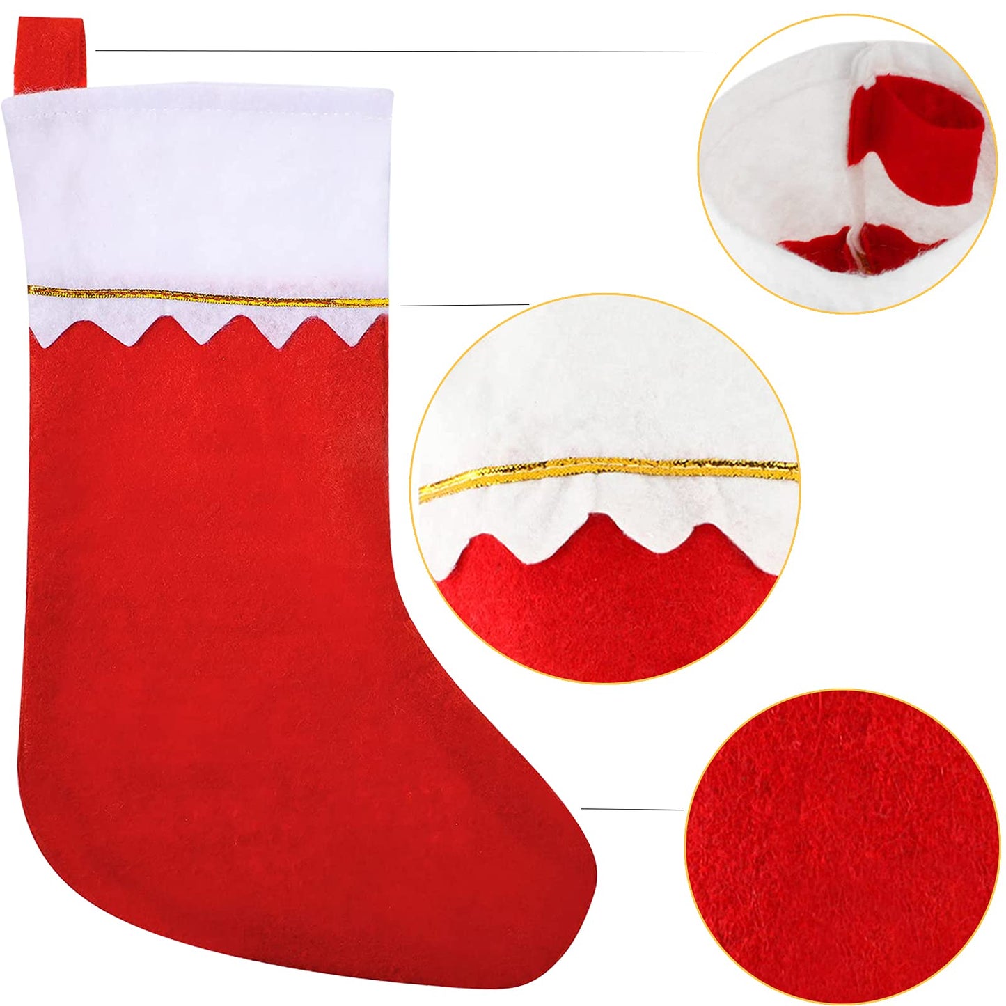 24 Pack Christmas Stockings Bulk 15 Inches Red Felt Xmas Stockings Holiday Big Santa Stockings for Fireplace Hanging Christmas Decorations