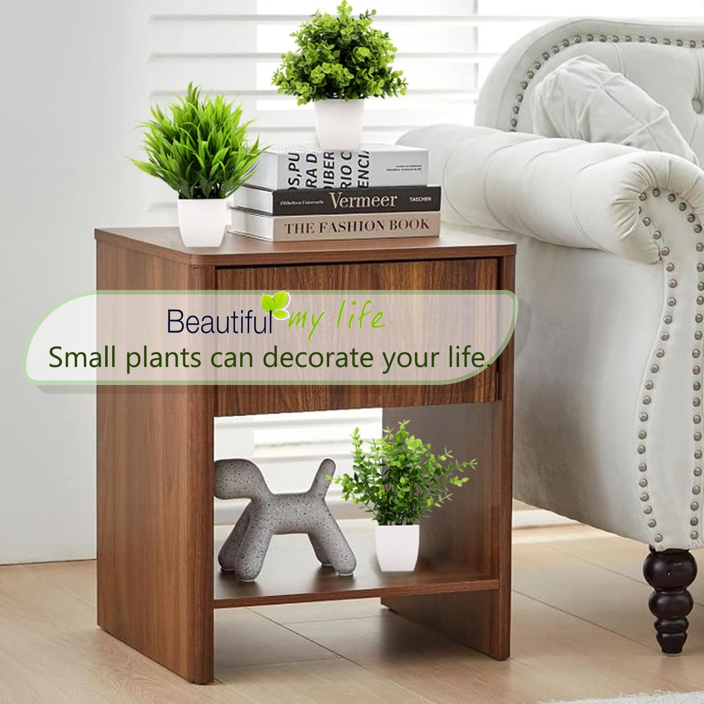 GREENTIME 3Pack Mini Fake Plants in Pots Artificial Plastic Eucalyptus Plant Wheat Grass Potted Faux Greenery Indoor for Office Desk Coffee Table Bathroom Bedroom Home Decorations