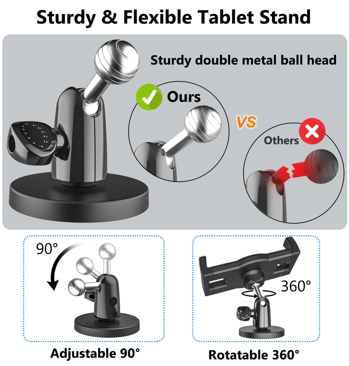 YOOZ Magnetic Tablet Mount for Metal Surface [Powerful Magnet & Portable] Magnet Tablet Holder for Golf Cart/Gym/Warehouse for iPad Pro Air Mini, Galaxy Tab, 4-12.9" Phones & Tablets