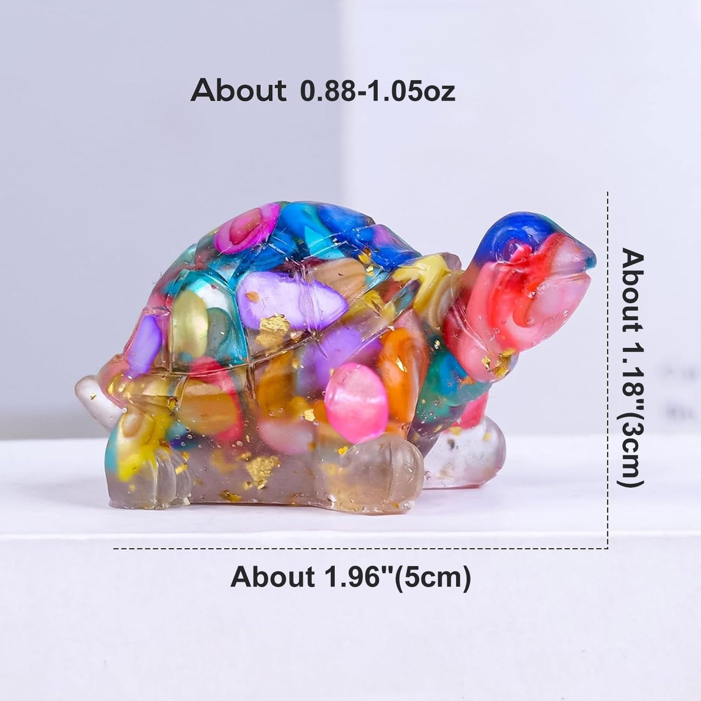 RJINGSHI 8PCS Crystal Turtle Figurine Set for Teens- Handmade Sea Turtle Resin Decor for Home, Office & Fish Tank, Healing Crystal Animal Statues for Desk, Shelf or Meditation Space Gift