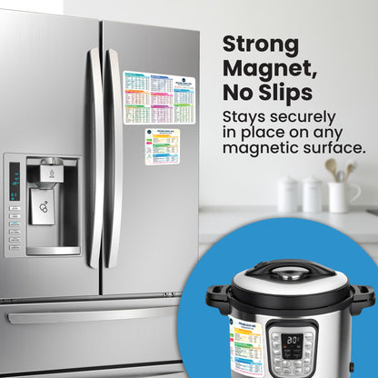 Air Fryer Magnetic Cheat Sheet Set - Air Fryer Accessories Cookbook - As Seen on the Today Show an Easy to Use AirFryer Time Chart Set - Strong Magnet Quick Reference Cooking Guide for Frying (Black)