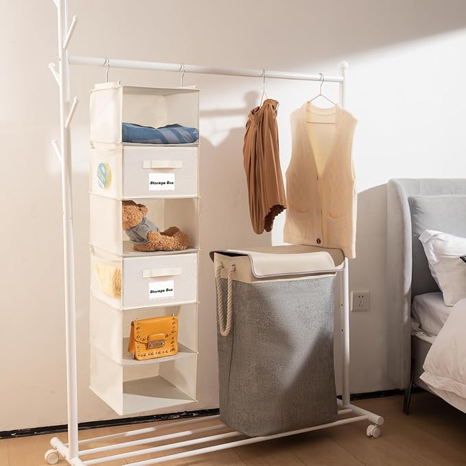 2 Pack 6 Shelves Hanging Closet Organizer