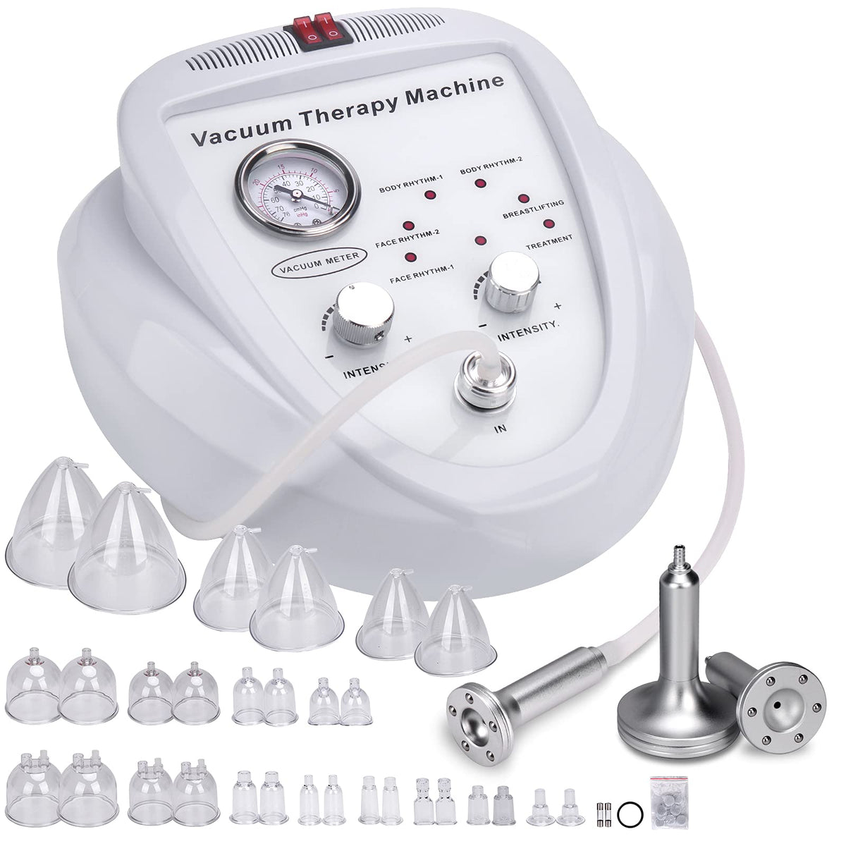 Titoe Vacuum Therapy Machine Multifunctional 0-75cmHg Cupping Cups Machine 6 Mode Adjustable Suction Vacuum Machine with 30 Cups and 3 Pumps