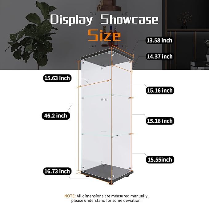 Beauty4U One-Door Glass Display Cabinet, Collection Display, Quick Installation