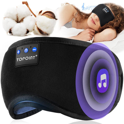 TOPOINT Sleep Mask with Headphones Bluetooth 5.4 Wireless, Sleep Headphones Earphones Earbuds with Microphone HD Speakers Music, Blackout Eye Mask for Sleeping Travel Meditation Men Women Cool Gadgets