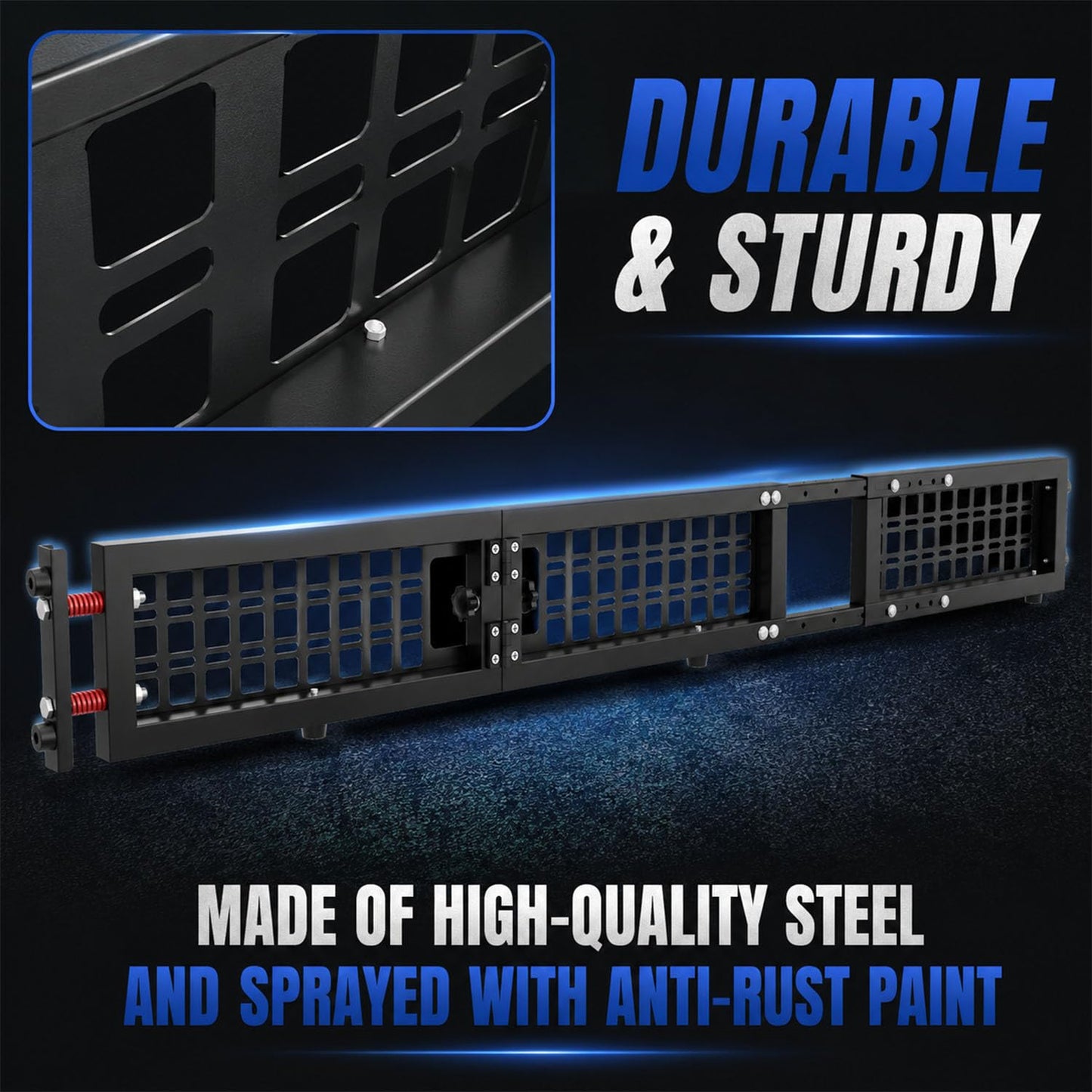 60"-70" Adjustable Truck Bed Divider for Full Size Truck, Cargo Divider for Pickup Truck Bed, MOLLE Panel, Fits Ford F150 Chevy Silverado Gmc Sierra Toyota Jeep Powder Coated Carbon Steel No Drilling