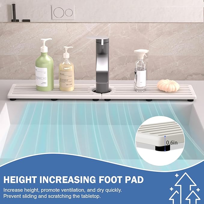 Stone Faucet Mat for Kitchen Sink, Water Absorbing Sink Water Splash Guard