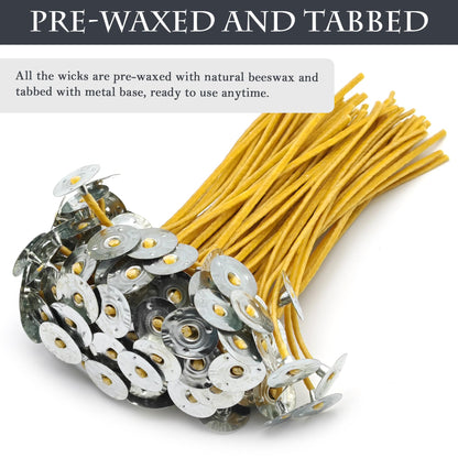SWIGRANCE 15cm Hemp Candle Wicks 100Pcs, Hemp Braided Wick for Handamde Candle Making, Pre-Waxed with Beeswax