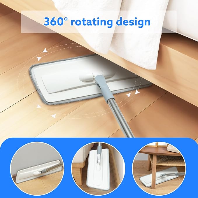 Microfiber Mop for Cleaning Floors, 55 Inch Extendable Flat Mop