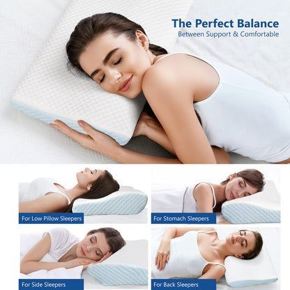 ZAMAT Memory Foam Pillow for Neck Pain Relief, Adjustable Orthopedic Ergonomic Cervical Pillow for Sleeping with Washable Cover, Bed Pillows for Side, Back, Stomach Sleepers
