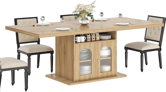 HSH Dining Table for 4–6, 63 Inch Wood Farmhouse Kitchen Table