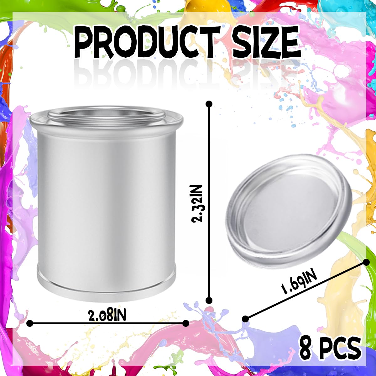 Esamploe 8 Pack Empty Metal Paint Cans with Lids(1/4 Pint Size),1/2 Cup Capacity Touch Up Paint Containers,Paint Storage Containers for Leftover Paint,Tiny Empty Unlined Pint Paint Pails