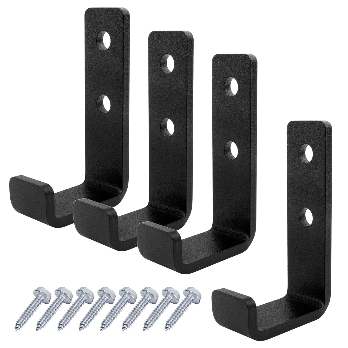 OTTFF 4 Pack 1-5/8" Heavy Duty Steel J Hook, Wall Mount Utility Hook for Garage Hanging, Black, 154 lbs Capacity