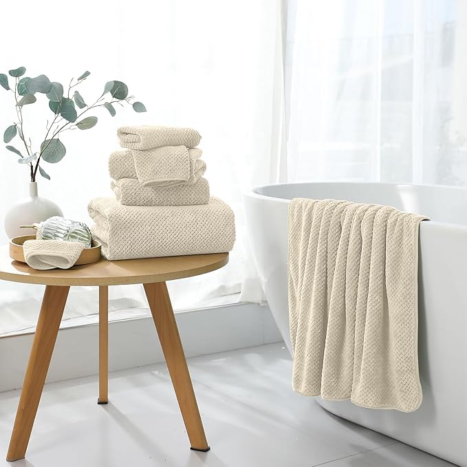 8 Piece Bathroom Towel Set |2 Oversized Bath Towels, 2 Hand Towels, 4