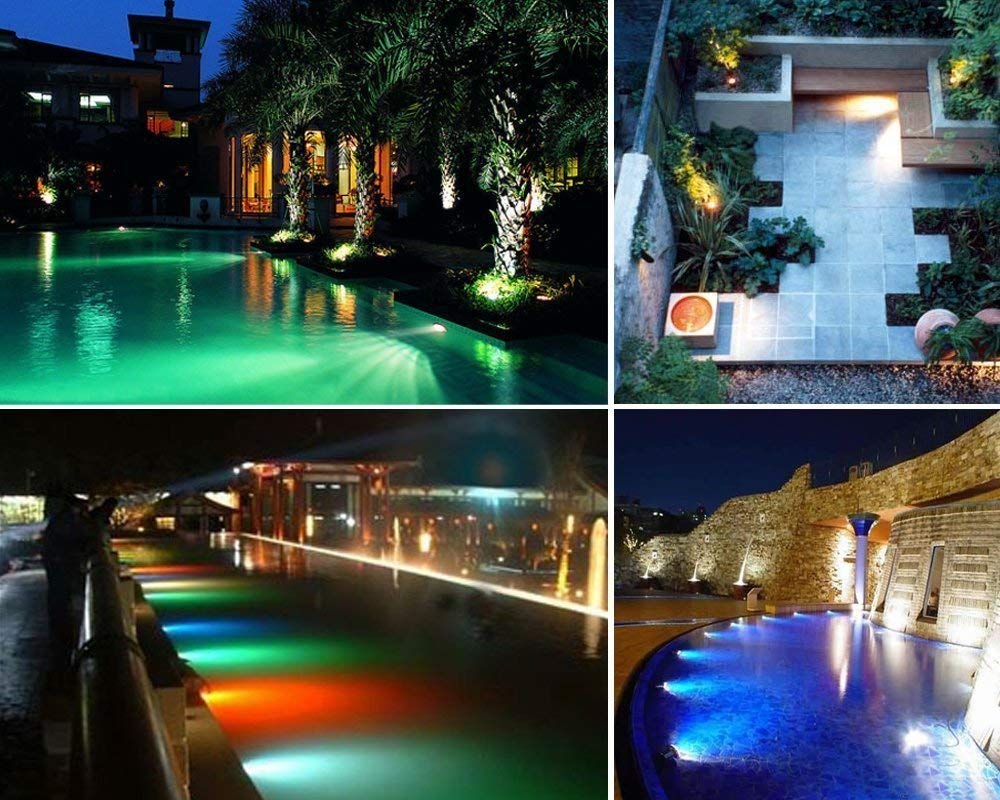 COVVY Waterproof Underwater Spot Lights Multicolour RGB Aquarium Lights with Remote Control for Garden Pond Fish Tank Swimming Pool,UK Plug (Set of 1 Light)
