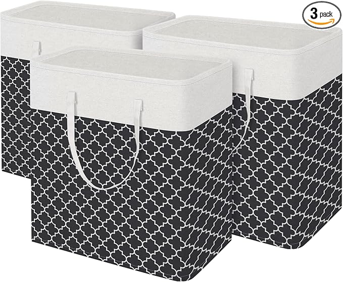 BlissTotes 3-Pack Laundry Basket, Freestanding＆Waterproof Laundry Hamper
