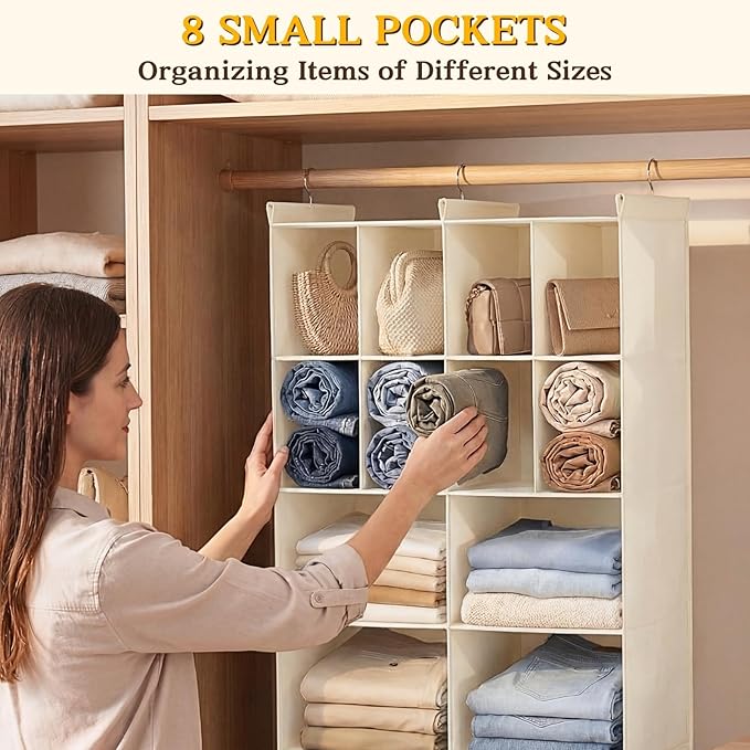 Ofiray-home 4 Tier Hanging Closet Organizer, 12 Compartments Sweater Organizer