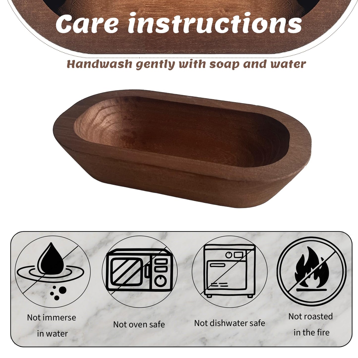 cachiv 4 Pack Dough Bowl for Candle, Wooden Decorative Bowls Paulownia Rustic Hand Carved Wooden Bowls for Candle Making Key Living Room 10"x6"x2" Brown