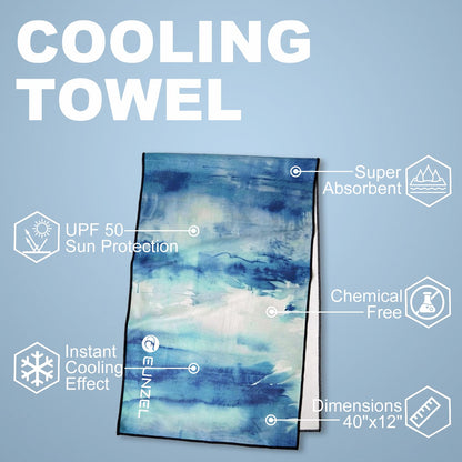 Eunzel 2 Pack Cooling Towel, Ice Towel for Neck, Soft Microfiber Chilly Towel Stay Cool for Sports, Yoga, Running, Gym, Workout, Biking, Camping & Outdoor Activities 40"x12", Sunset& Azure Wash