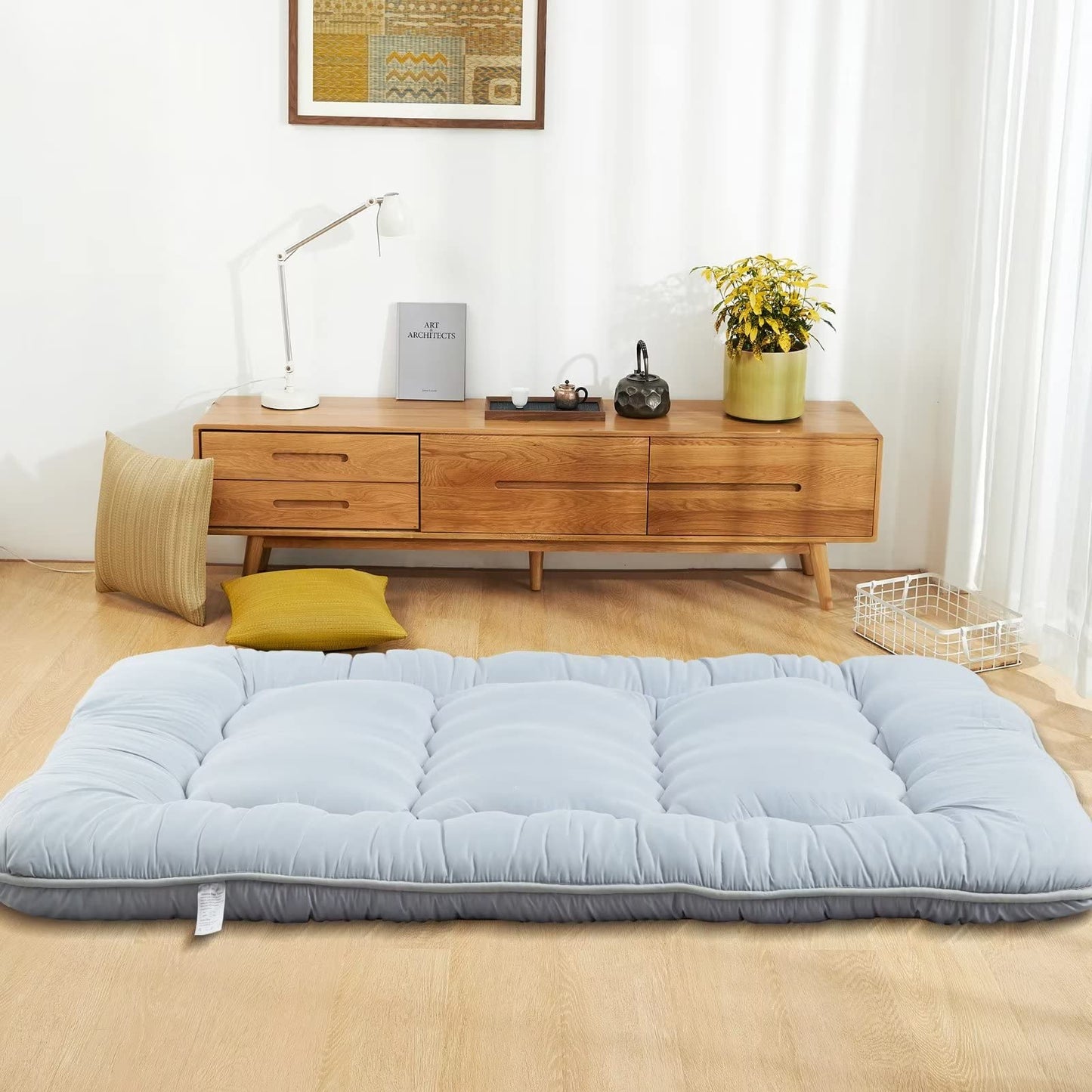 MIRUO Sleeping Mat on Floor for Adults, Kids Futon Mattress SleepMattress Pads Sleeping Mat Floor Mattress for Adults Japanese Mattress Car Camping Mattress Full Size (A-GE11012-M-USAM021)