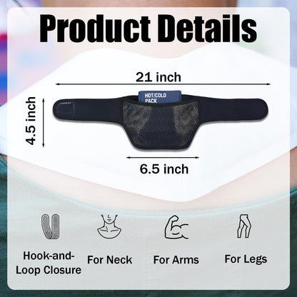 Neck Ice Pack Wrap Holder – Ice Pack Wrap for Neck, Flexible Ice Pack Strap with Mesh Pocket for Hot Cold Pack, Reusable Cold Compress & Heat Pack Wrap for Shoulder,Legs (Ice Pack Not Included)