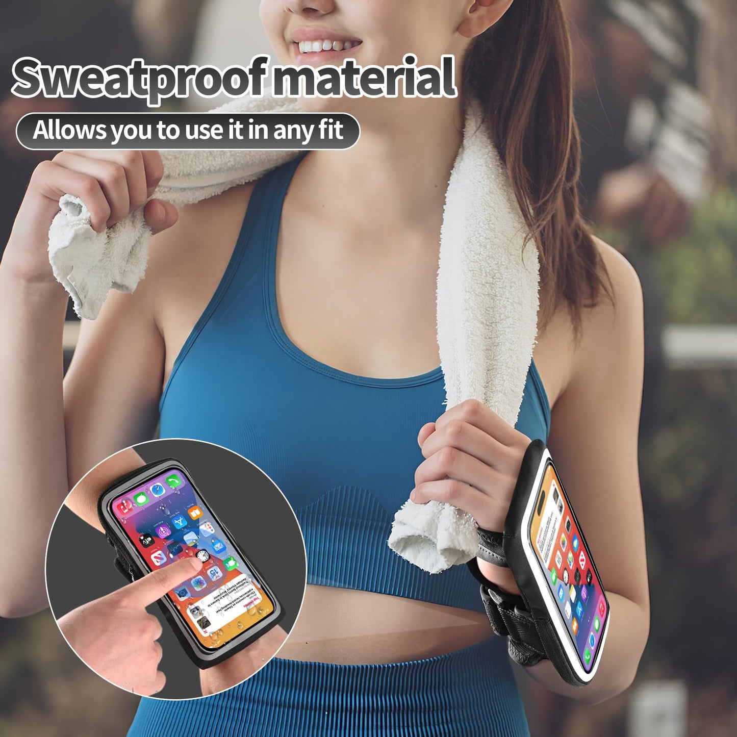 Kebrela Wristband Phone Holder for Running, Forearm Armbands, Running Armband with Card Slot for iPhone Pro Max Plus (16/15/14/13/12/11/X/XR), for Galaxy S24/S10, Cell Phone Holder Up to 7.0'' Phone
