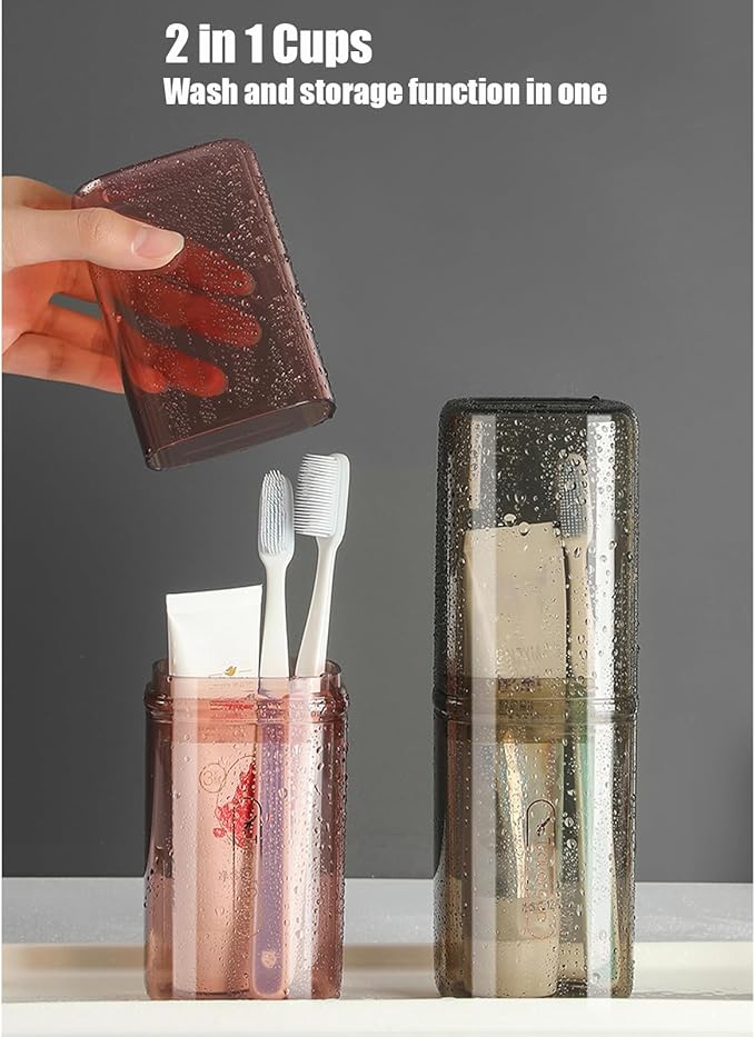 2Pcs Toothbrush Cup Toothbrush Travel Case, Travel Toothbrush Holder Case
