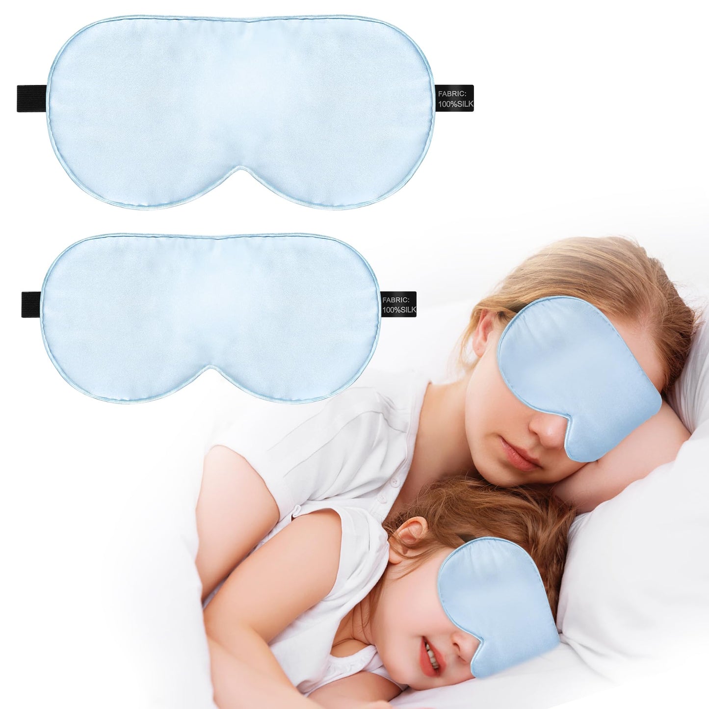 Kids Sleep Mask Eye Cover, 100% Real Natural Pure Silk Eye Mask with Adjustable Strap, Blindfold Kids Eye Mask for Sleeping, Eye Shade for Boys Girls and Adult, Pressure-Free Comfort (Black)