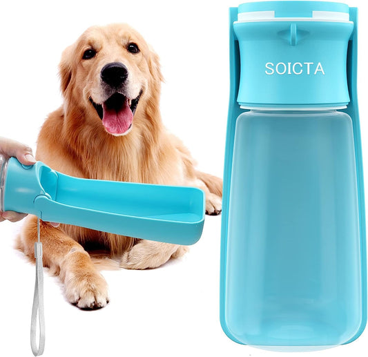 SOICTA Portable Dog Small Animals Water Bottle for Walking 19 OZ or 12 OZ Pet Water Bottles for Puppy Medium Large Dogs Little Animals Water Dispenser Dog Small Animals Water Bowl (19OZ Blue)