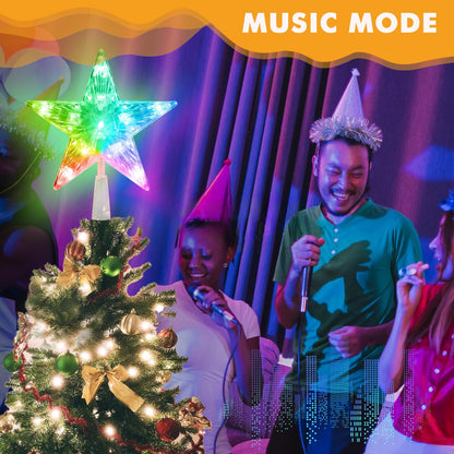 7In Smart Christmas Tree Topper Star, LED Lighted Star Tree Top, Star RGB Night Light Treetop, APP/Remote Remote, Sync Musical, for Xmas Holiday Party Gift Décor, Charging Plug not Included