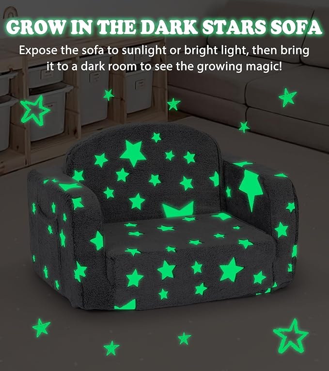 Kids Couch, 2-in-1 Soft Toddler Couch Fold Out