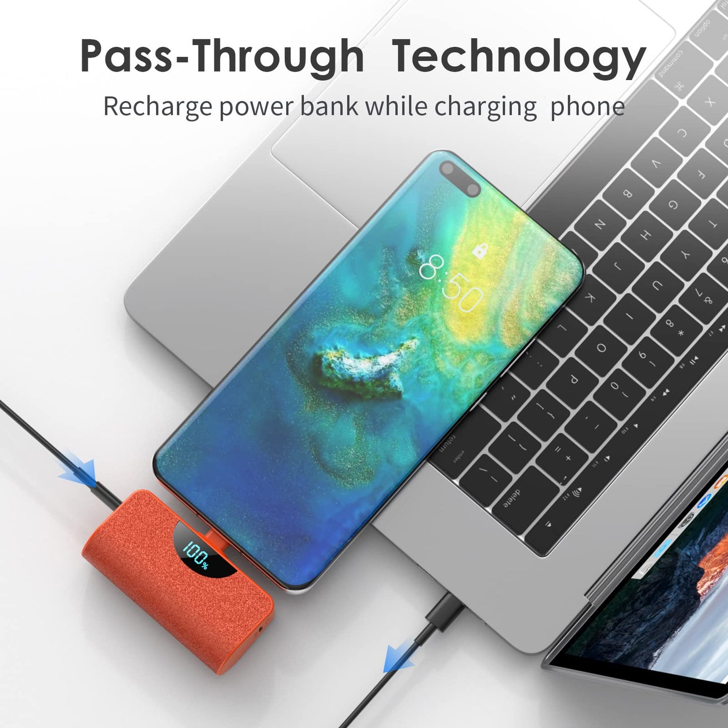 Mini Portable Charger USB-C Power Bank 5200mAh,Ultra Compact LCD Display Battery Pack Backup Charger Compatible with iPhone 17/17 Air/17 Pro/17 Pro Max/16/16 Plus/16 Pro Max/15 Series,Samsung-Green