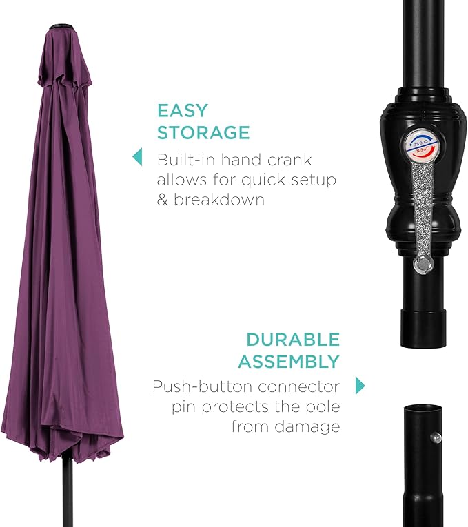 Best Choice Products 10ft Outdoor Table Compatible Steel Polyester Market Patio Umbrella w/Crank and Easy Push Button Tilt